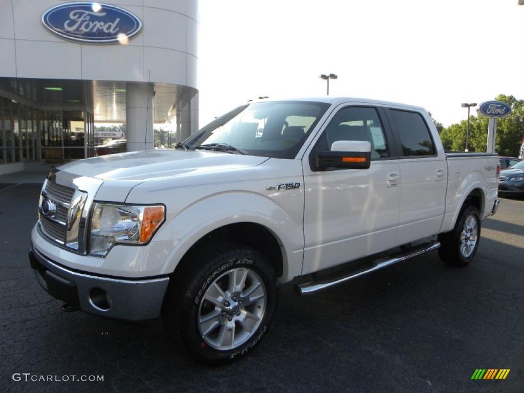 2010 F150 Lariat SuperCrew 4x4 - White Platinum Metallic Tri Coat / Black photo #6