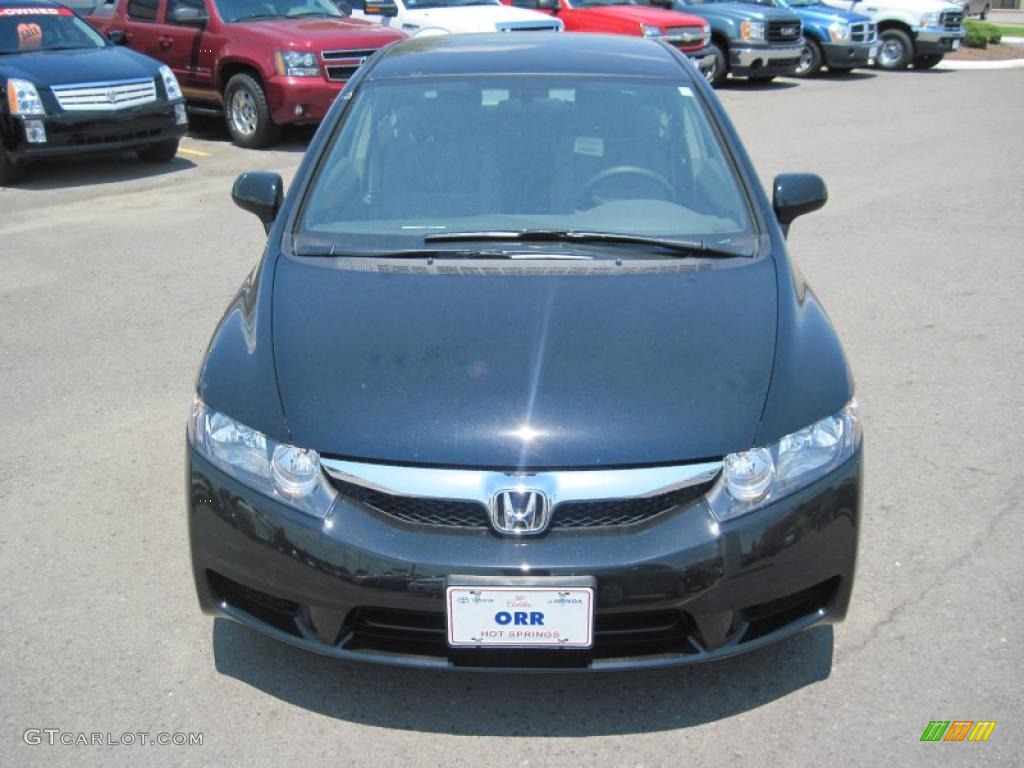 2010 Civic LX Sedan - Crystal Black Pearl / Gray photo #2