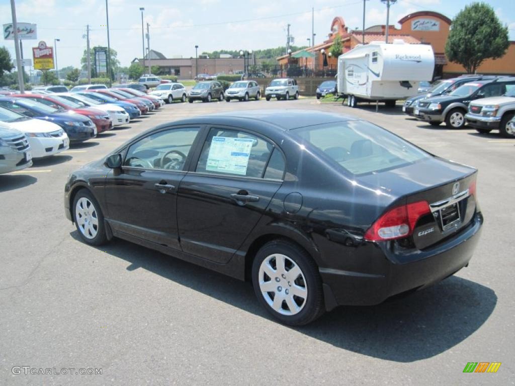 2010 Civic LX Sedan - Crystal Black Pearl / Gray photo #3