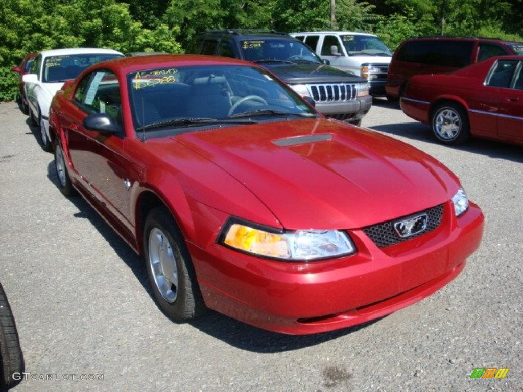 1999 Mustang V6 Coupe - Laser Red Metallic / Light Graphite photo #1