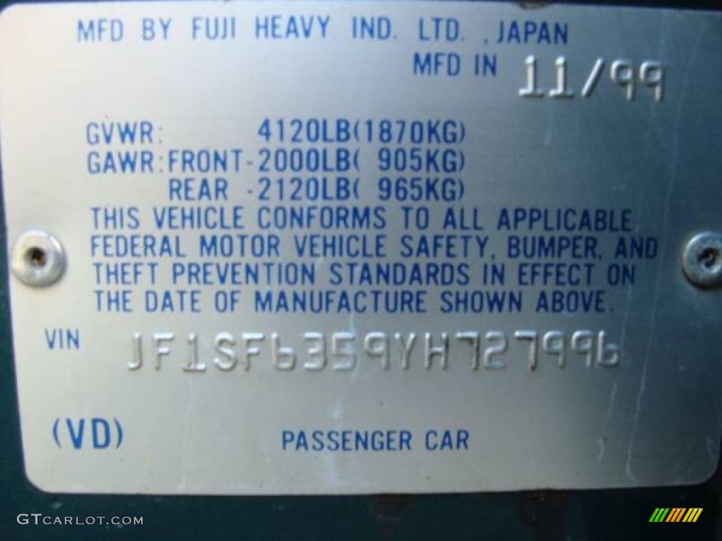 2000 Forester 2.5 L - Arcadia Green / Beige photo #15