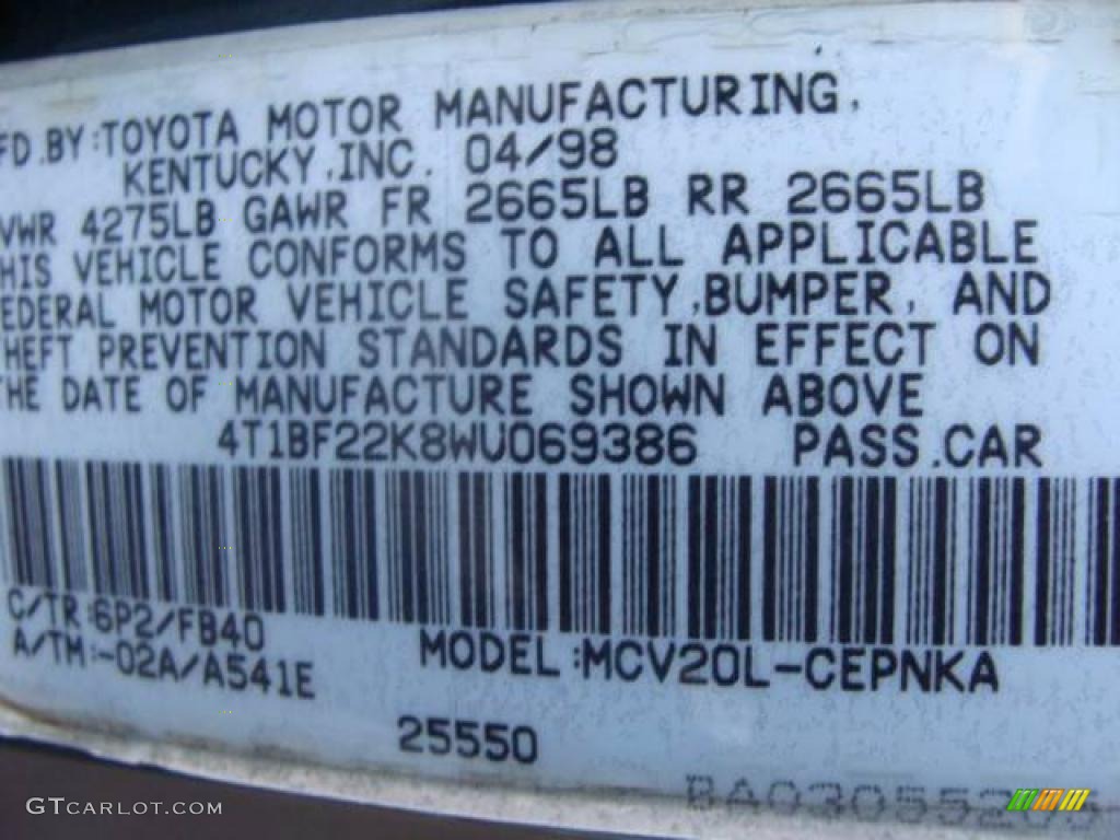1998 Camry LE V6 - Dark Green Metallic / Oak photo #15