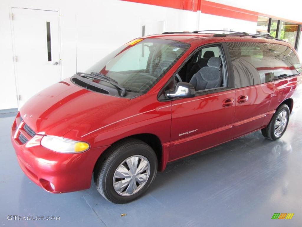 2000 Grand Caravan Sport - Inferno Red Pearlcoat / Mist Gray photo #3