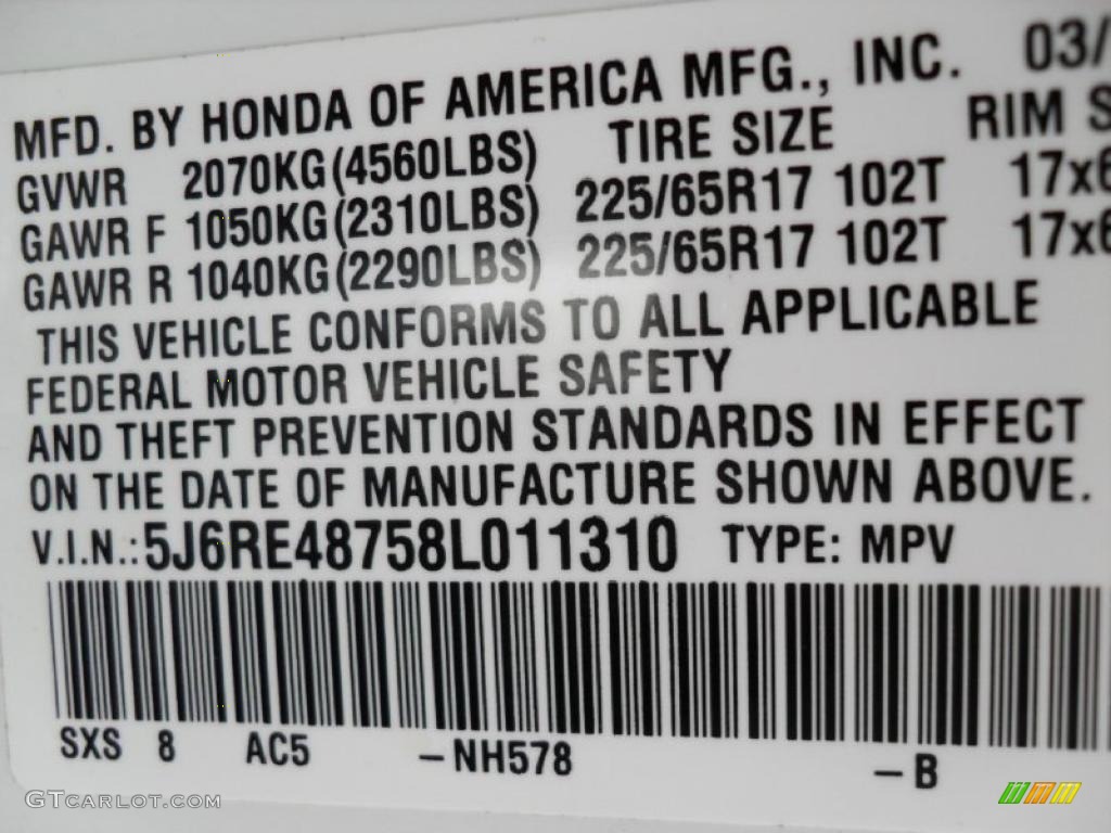 2008 CR-V EX-L 4WD - Taffeta White / Gray photo #6