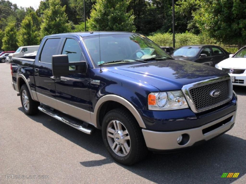 2008 F150 Lariat SuperCrew - Dark Blue Pearl Metallic / Tan photo #5