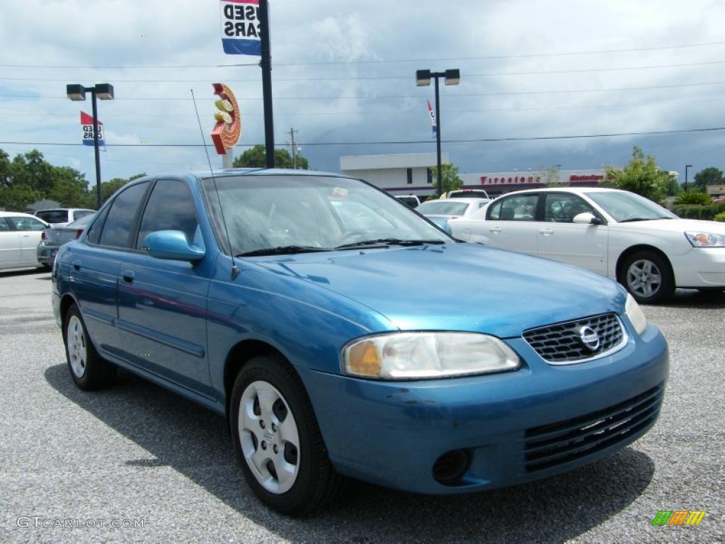 2003 Sentra GXE - Vibrant Blue Metallic / Stone Gray photo #7