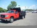 Fire Red - Sierra 3500HD Work Truck Regular Cab 4x4 Chassis Dump Truck Photo No. 2
