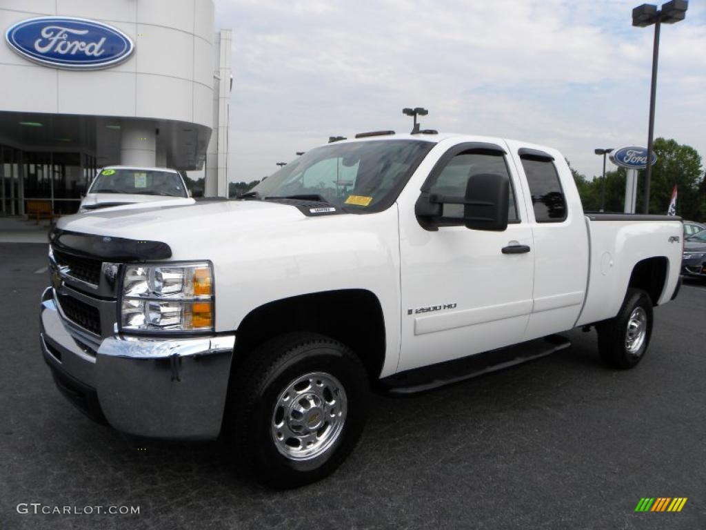 2008 Silverado 2500HD LT Extended Cab 4x4 - Summit White / Ebony Black photo #6