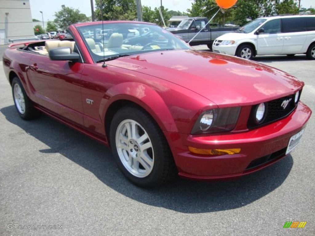 2007 Mustang GT Premium Convertible - Redfire Metallic / Medium Parchment photo #7