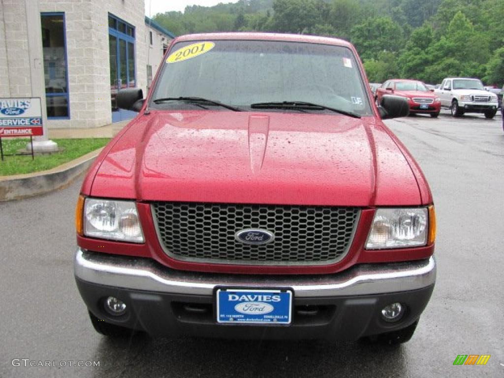 2001 Ranger XLT SuperCab 4x4 - Toreador Red Metallic / Dark Graphite photo #4