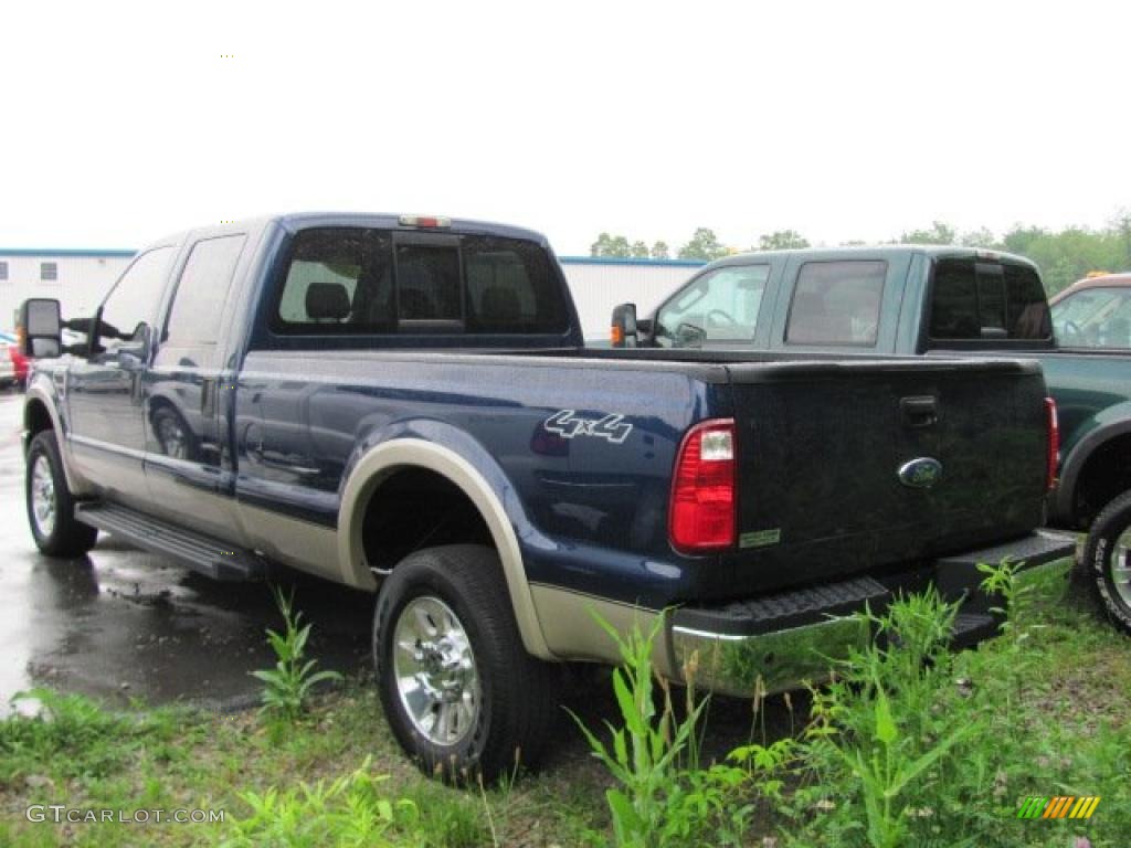 2008 F350 Super Duty Lariat Crew Cab 4x4 - Dark Blue Pearl Metallic / Camel photo #4