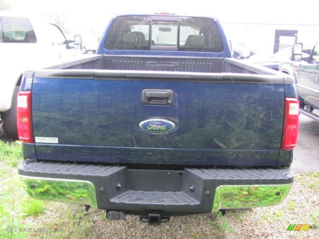 2008 F350 Super Duty Lariat Crew Cab 4x4 - Dark Blue Pearl Metallic / Camel photo #5