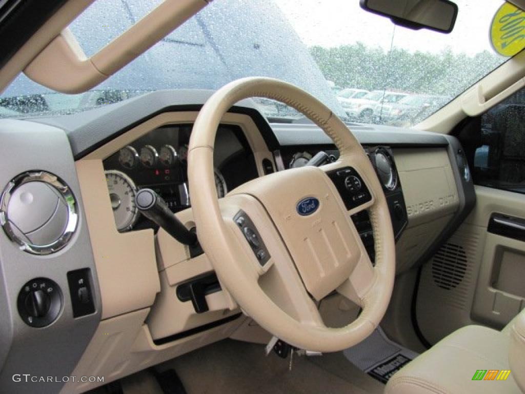 2008 F350 Super Duty Lariat Crew Cab 4x4 - Dark Blue Pearl Metallic / Camel photo #7