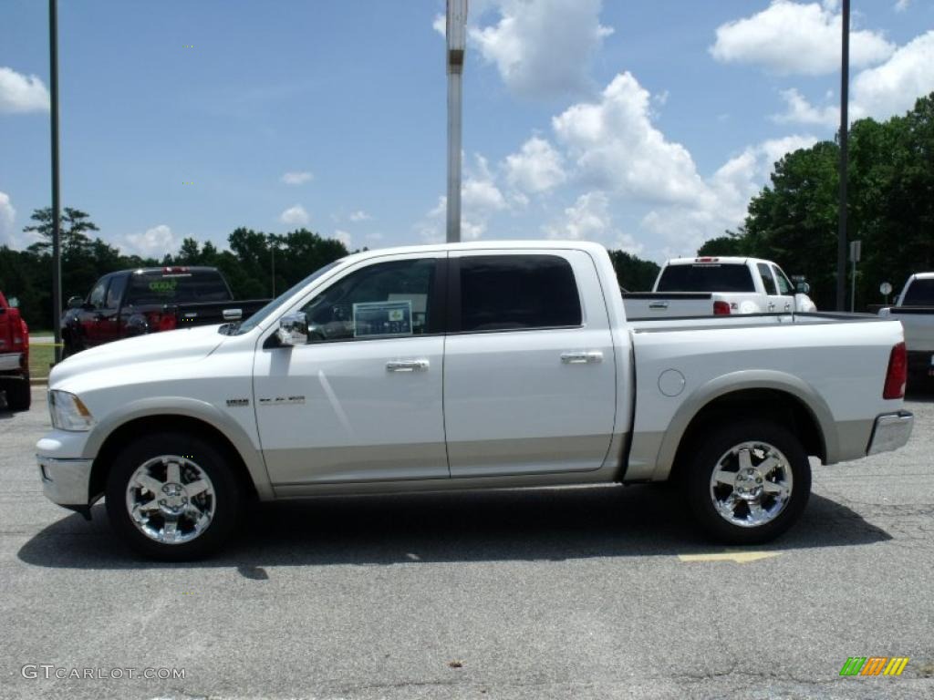 2010 Ram 1500 Laramie Crew Cab 4x4 - Stone White / Light Pebble Beige/Bark Brown photo #5