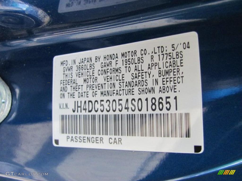 2004 RSX Type S Sports Coupe - Arctic Blue Pearl / Ebony photo #14