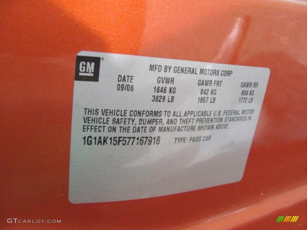 2007 Cobalt LS Coupe - Sunburst Orange Metallic / Gray photo #14