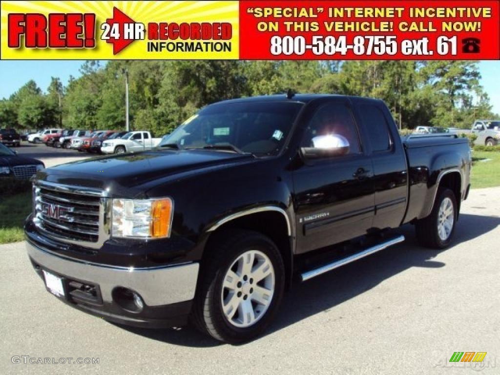 2008 Sierra 1500 SLT Extended Cab - Onyx Black / Ebony photo #1