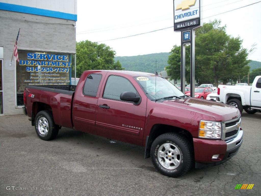 2009 Silverado 1500 LT Extended Cab 4x4 - Deep Ruby Red Metallic / Ebony photo #3