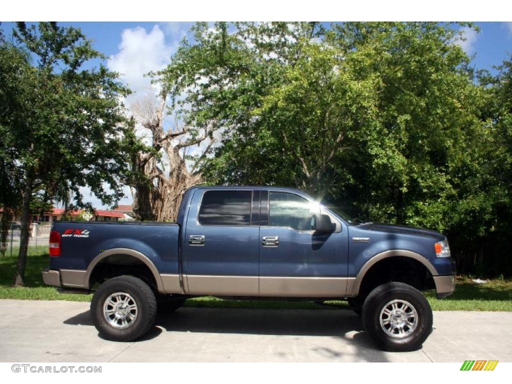 2004 F150 Lariat SuperCrew 4x4 - Medium Wedgewood Blue Metallic / Black photo #14