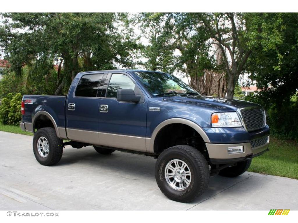 2004 F150 Lariat SuperCrew 4x4 - Medium Wedgewood Blue Metallic / Black photo #16