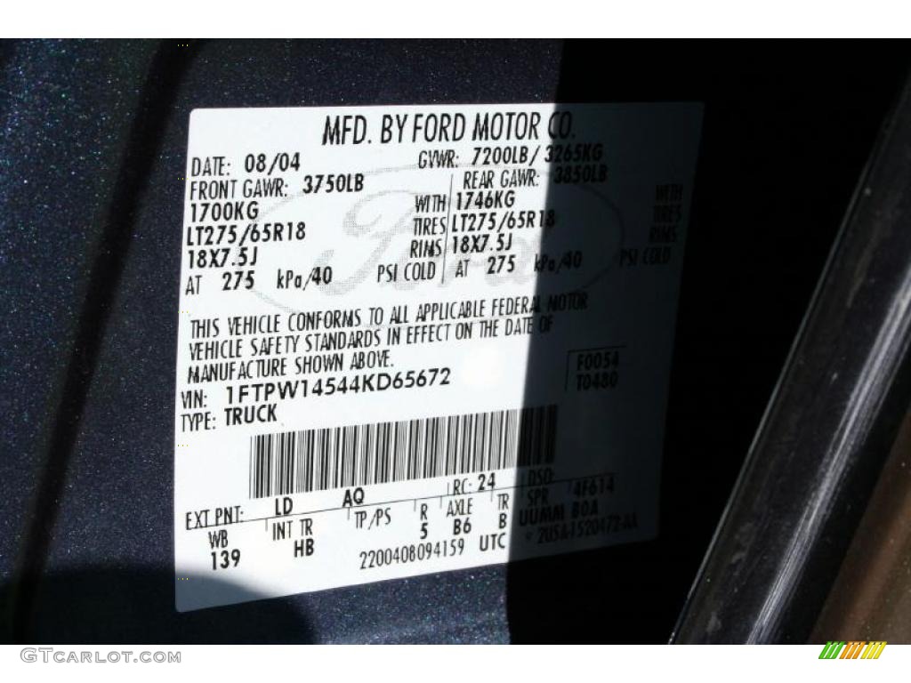 2004 F150 Lariat SuperCrew 4x4 - Medium Wedgewood Blue Metallic / Black photo #120