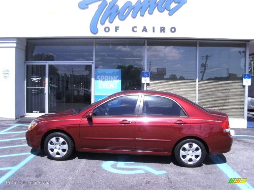 2007 Spectra EX Sedan - Radiant Red / Beige photo #1