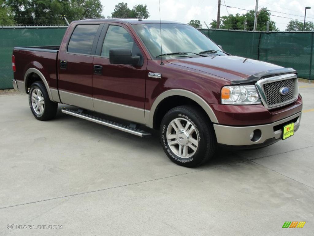 2006 F150 Lariat SuperCrew - Dark Toreador Red Metallic / Tan photo #1