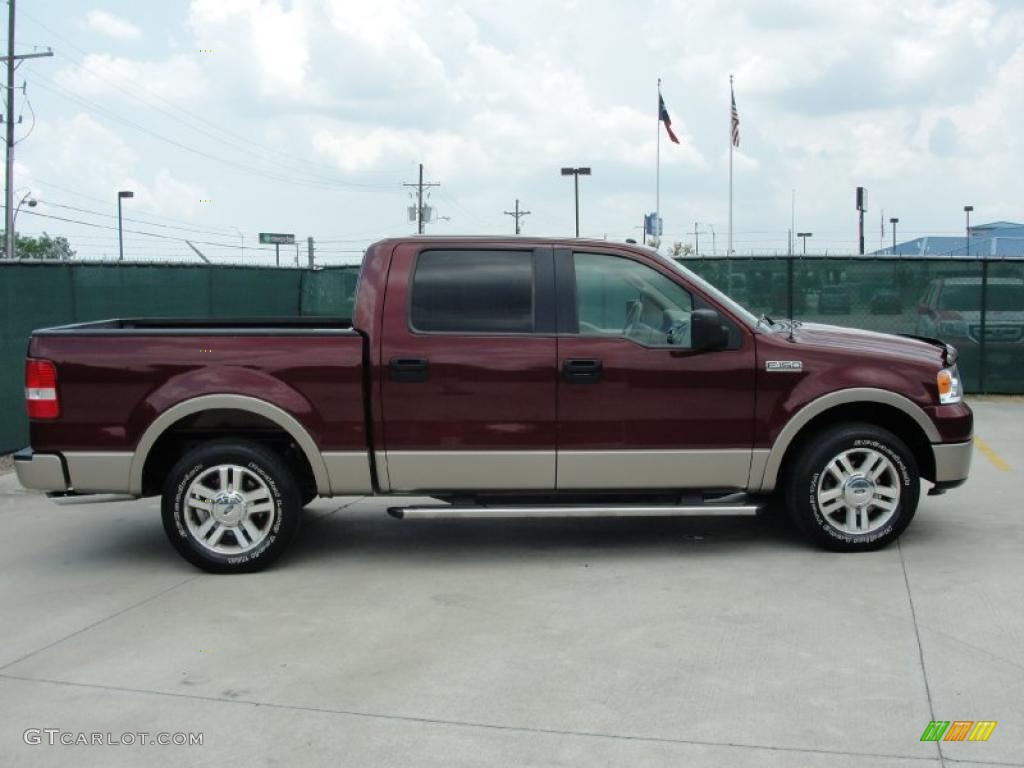 2006 F150 Lariat SuperCrew - Dark Toreador Red Metallic / Tan photo #2