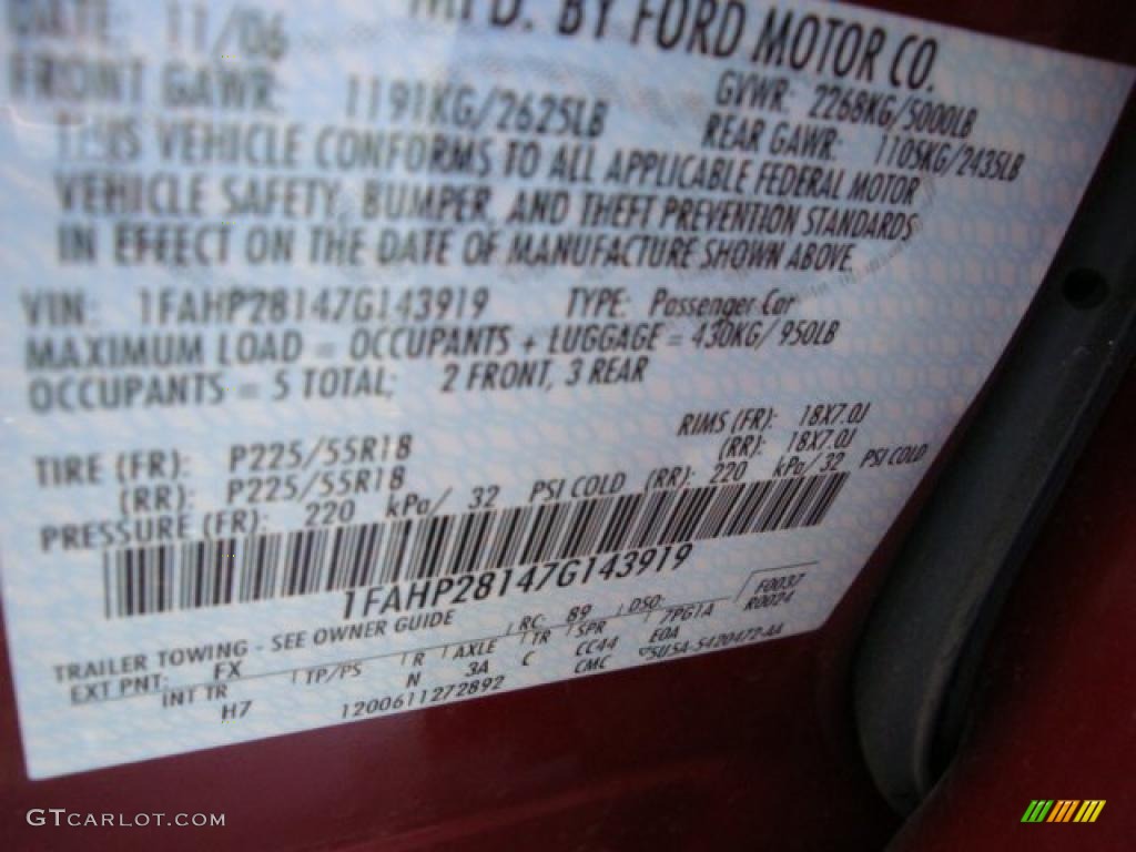 2007 Five Hundred Limited AWD - Merlot Metallic / Pebble photo #14