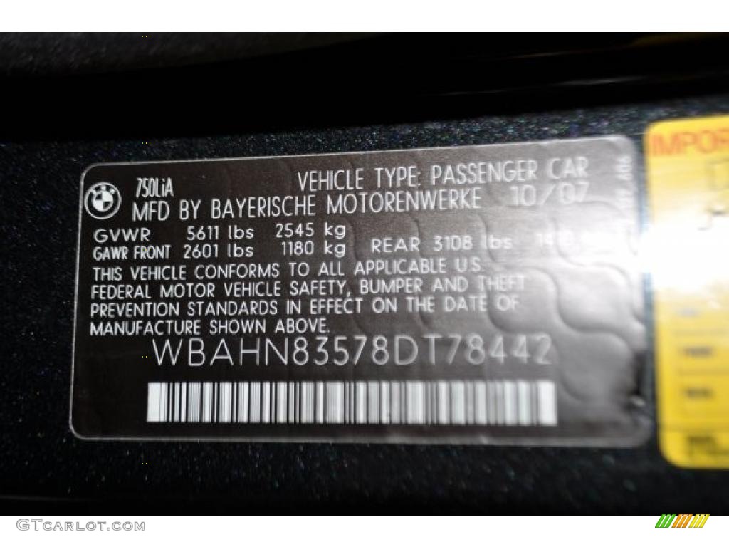 2008 7 Series 750Li Sedan - Azurite Black Metallic / Black photo #9