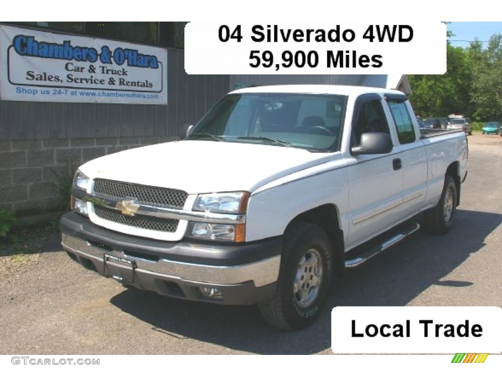 2004 Silverado 1500 LS Extended Cab 4x4 - Summit White / Medium Gray photo #1