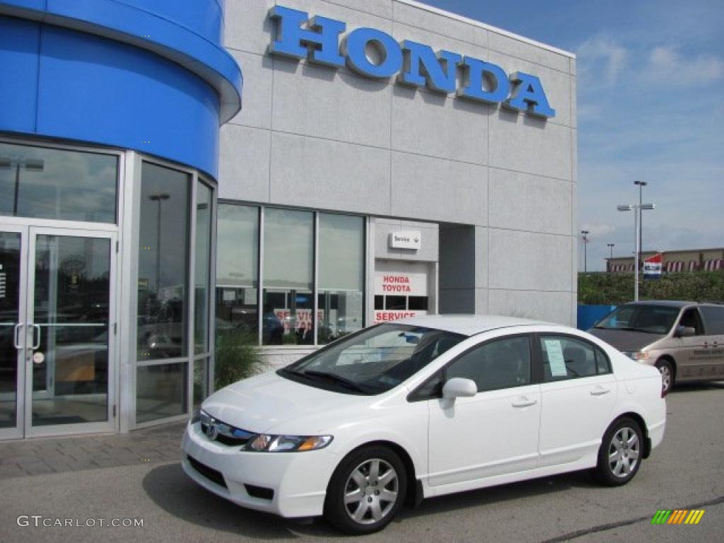 2009 Civic LX Sedan - Taffeta White / Beige photo #1