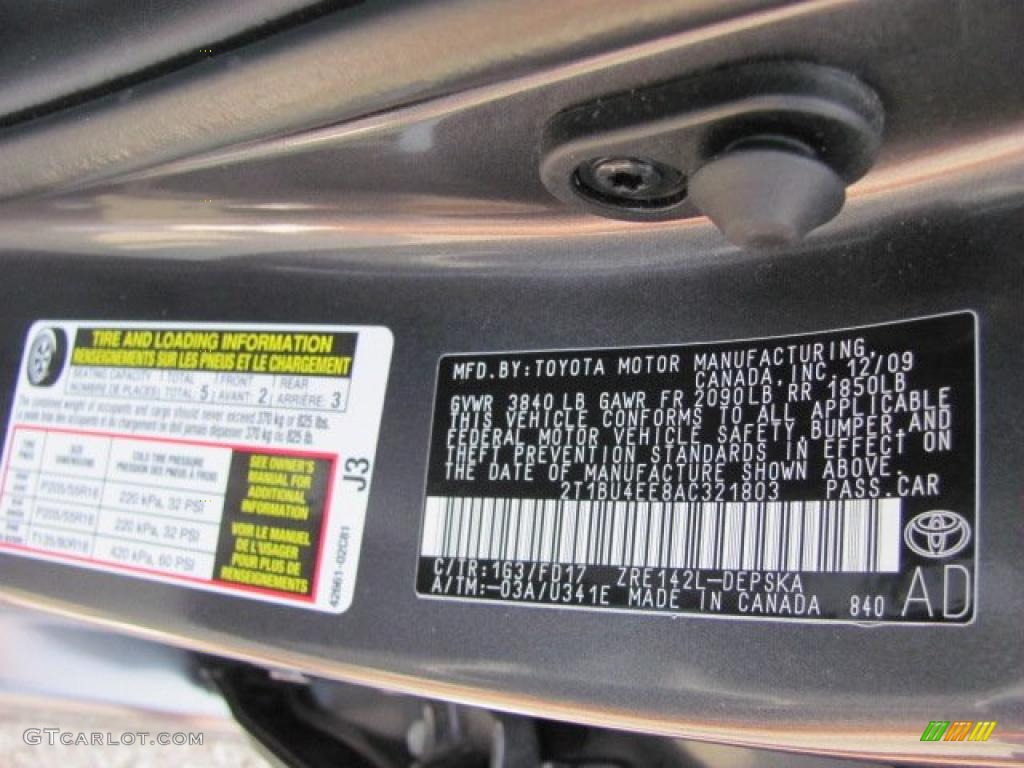 2010 Corolla S - Magnetic Gray Metallic / Dark Charcoal photo #19