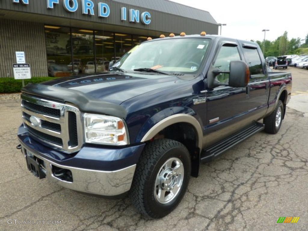 2006 F250 Super Duty Lariat Crew Cab 4x4 - True Blue Metallic / Tan photo #8