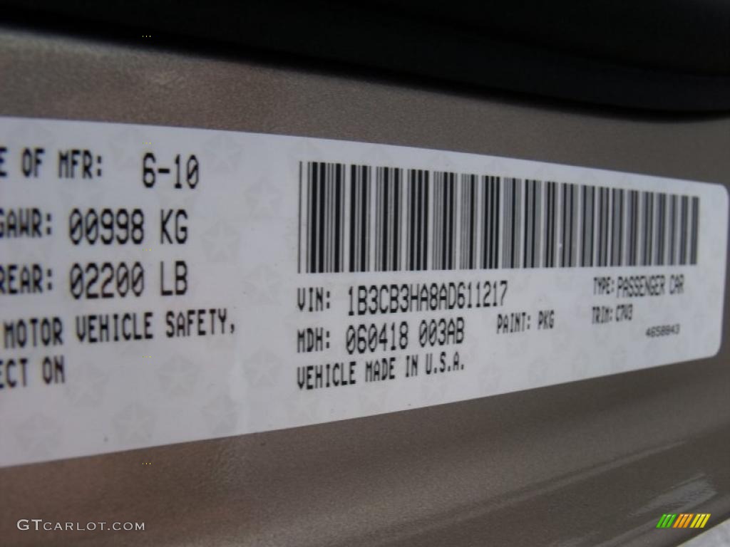 2010 Caliber Color Code PKG for Light Sandstone Metallic Photo #31893322