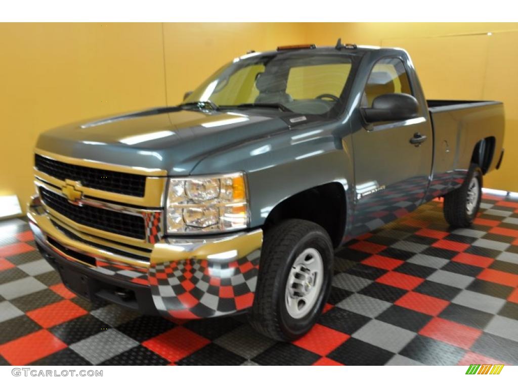 2007 Silverado 2500HD Work Truck Regular Cab 4x4 - Blue Granite Metallic / Dark Titanium photo #3