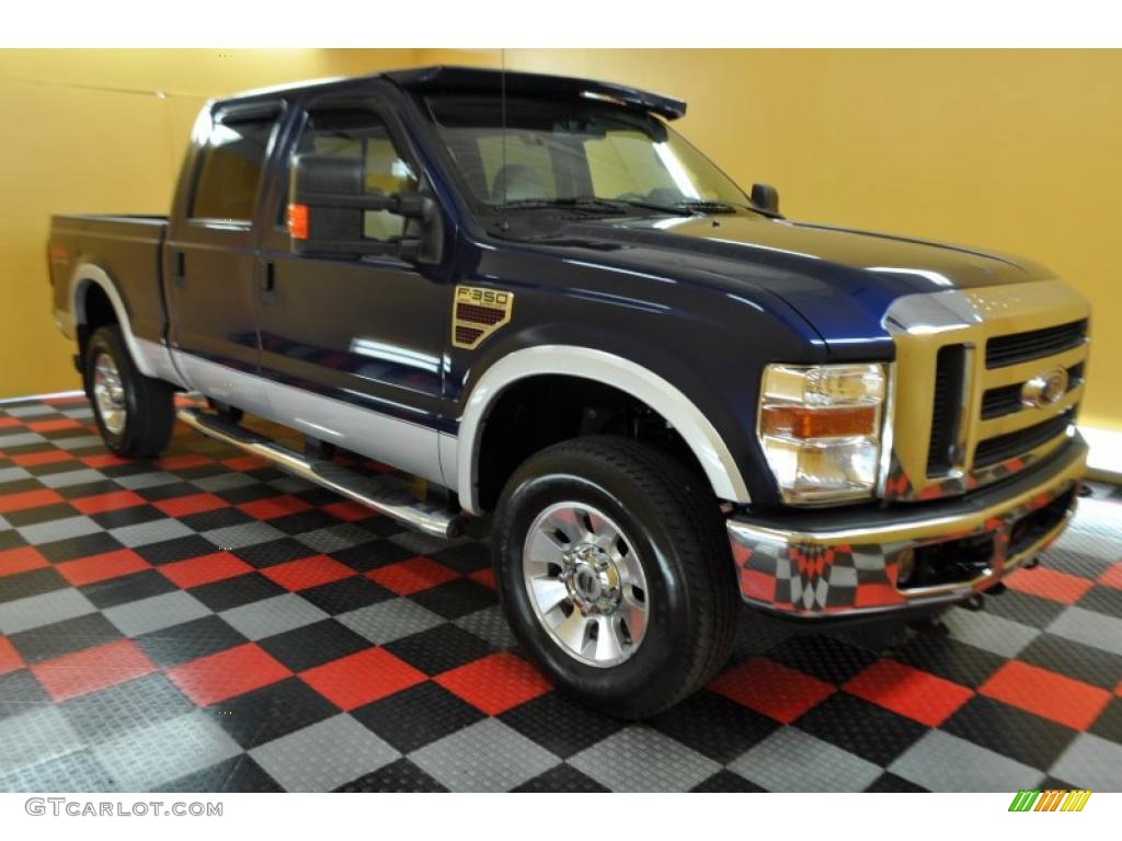 2008 F350 Super Duty Lariat Crew Cab 4x4 - Dark Blue Pearl Metallic / Camel photo #1