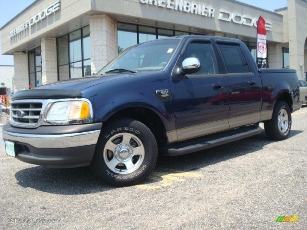 2002 F150 XLT SuperCrew - Charcoal Blue Metallic / Medium Parchment photo #2