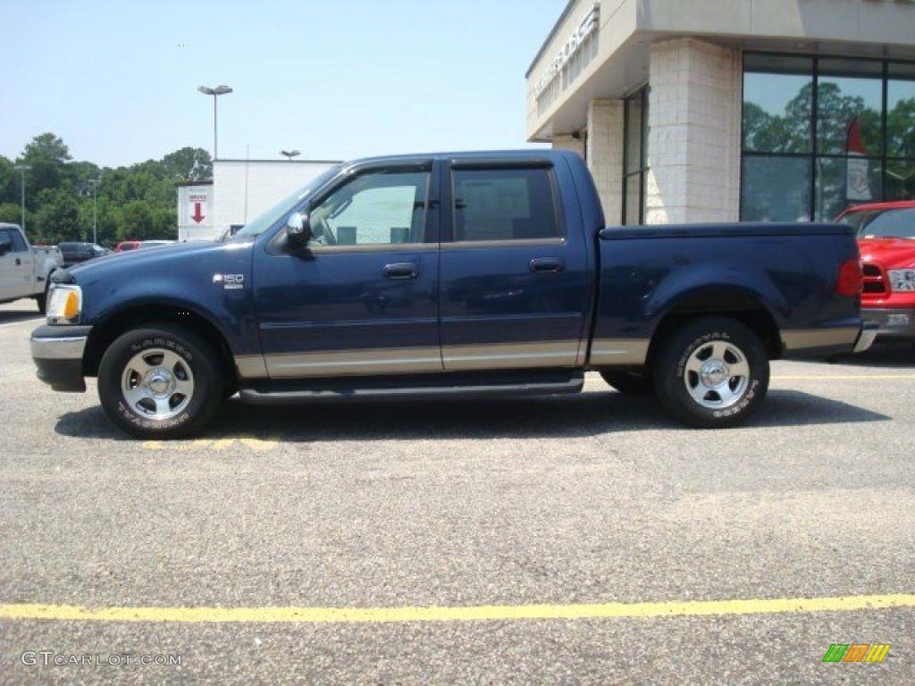 2002 F150 XLT SuperCrew - Charcoal Blue Metallic / Medium Parchment photo #3