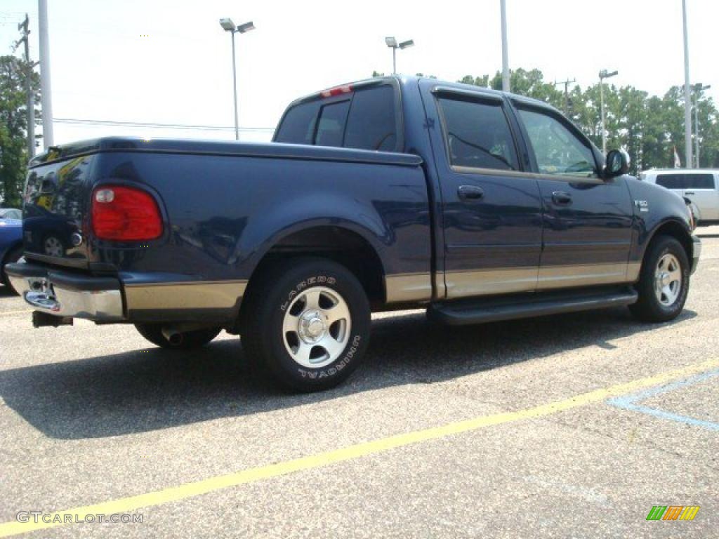 2002 F150 XLT SuperCrew - Charcoal Blue Metallic / Medium Parchment photo #5