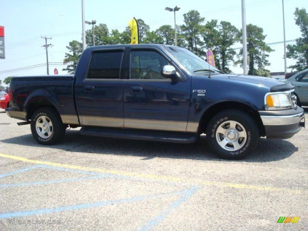 2002 F150 XLT SuperCrew - Charcoal Blue Metallic / Medium Parchment photo #6