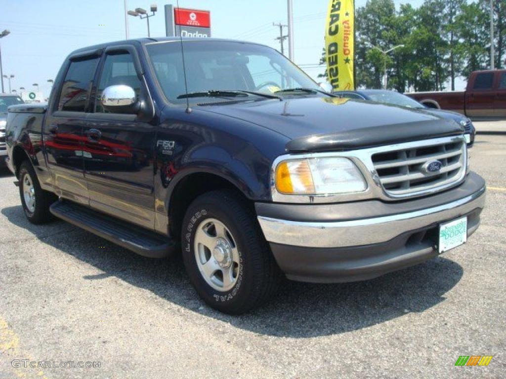 2002 F150 XLT SuperCrew - Charcoal Blue Metallic / Medium Parchment photo #7