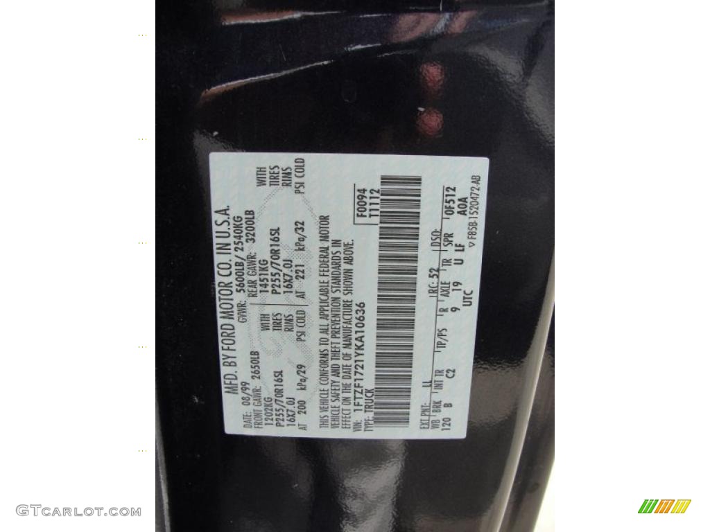 2000 F150 Color Code LL for Deep Wedgewood Blue Metallic Photo #31915459