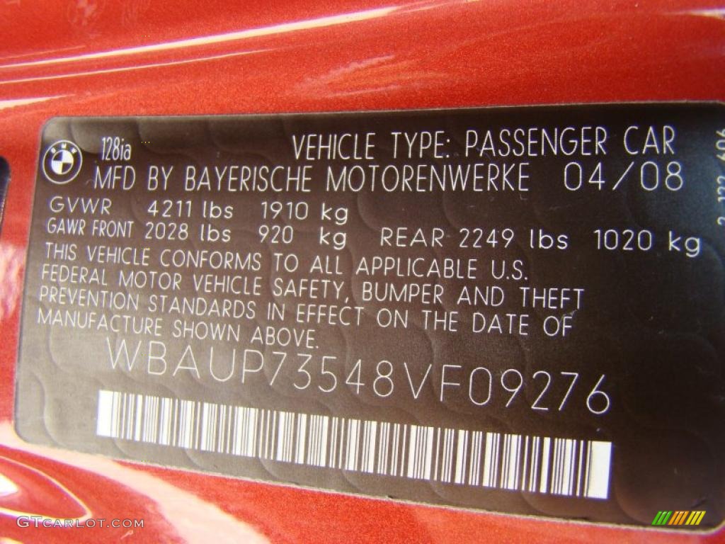 2008 1 Series 128i Coupe - Sedona Red Metallic / Black photo #15