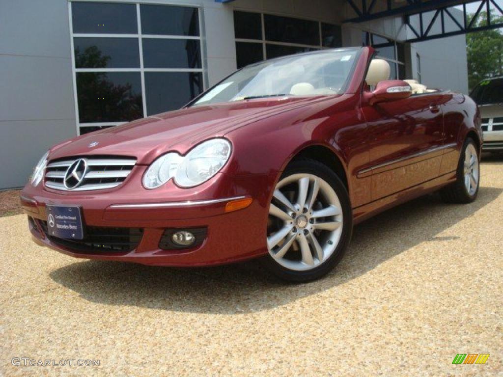 2008 CLK 350 Cabriolet - Storm Red Metallic / Stone photo #1