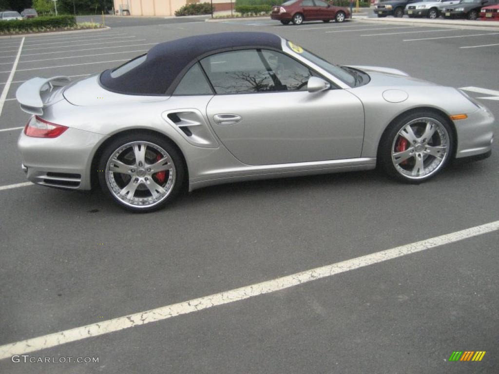 2008 911 Turbo Cabriolet - Arctic Silver Metallic / Sea Blue photo #7