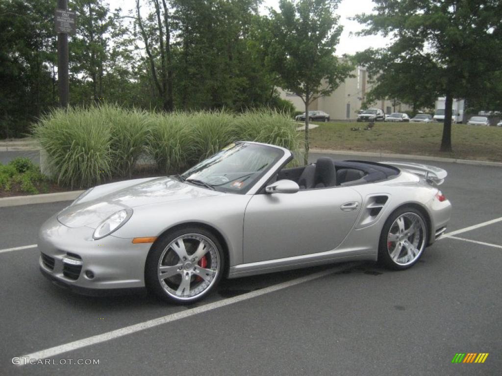 2008 911 Turbo Cabriolet - Arctic Silver Metallic / Sea Blue photo #8