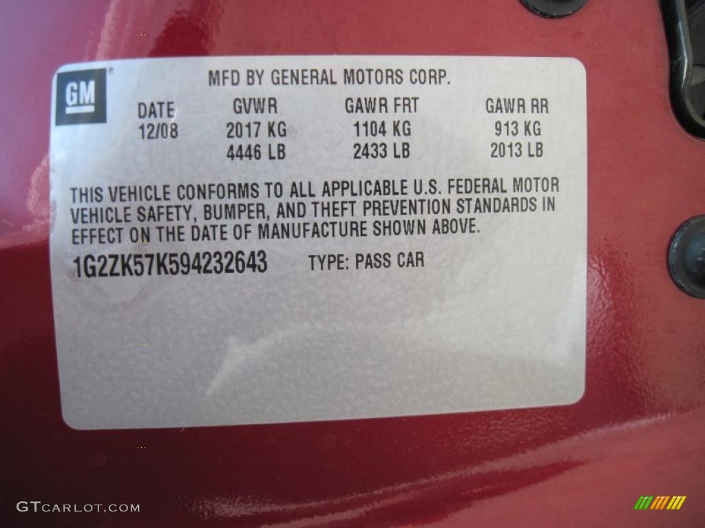 2009 G6 GT Sedan - Performance Red Metallic / Ebony photo #12