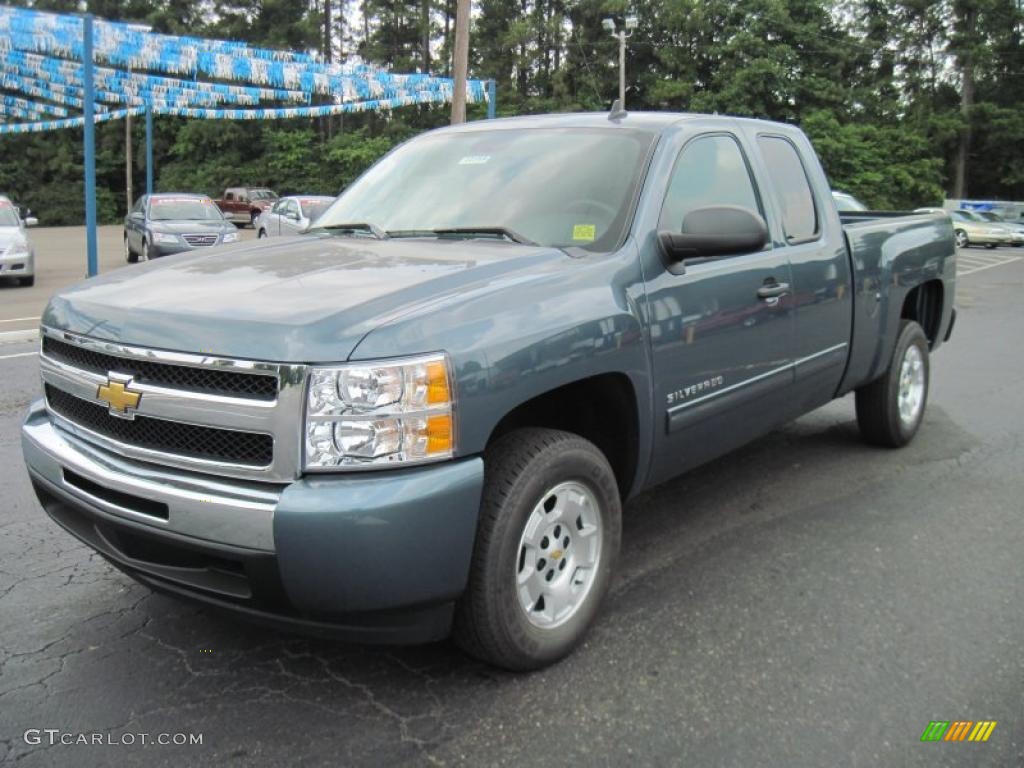 2010 Silverado 1500 LT Extended Cab - Blue Granite Metallic / Dark Titanium photo #3