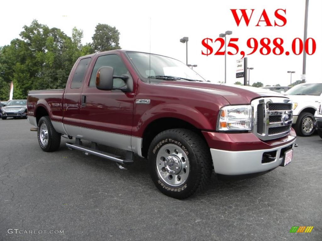 2007 F250 Super Duty Lariat SuperCab 4x4 - Dark Toreador Red Metallic / Medium Flint photo #1